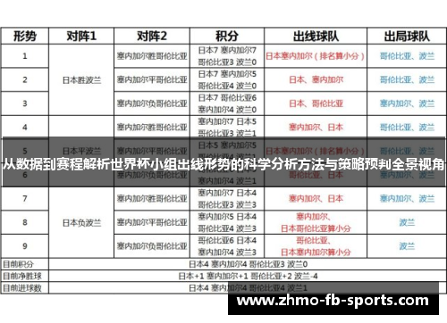 从数据到赛程解析世界杯小组出线形势的科学分析方法与策略预判全景视角